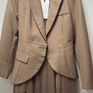 Elegant Tan Women's Blazer and skirt set